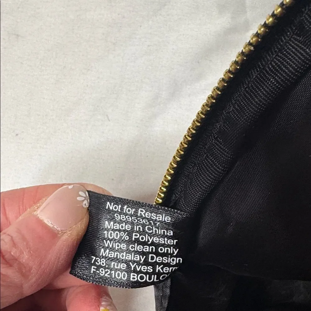 Dolce And Cabbana Black Satin Cosmetic Pouch with Gold Plaque